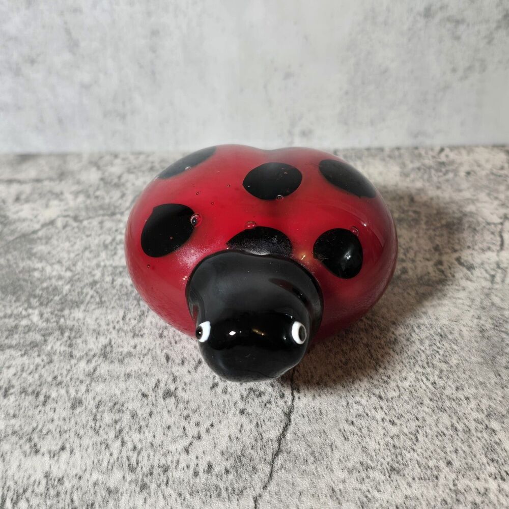 Large Red & Black Lady Bug Paperweight Art Glass Handblown Glass Miro S.R.L.